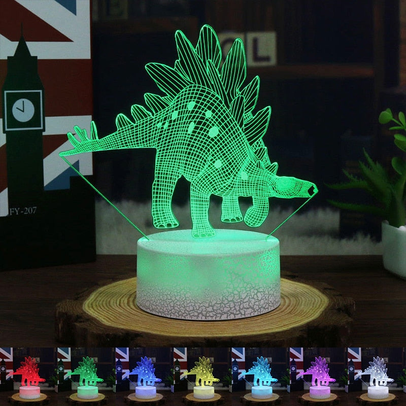 3D Colorful Dinosaur LED Touch Remote Night Light