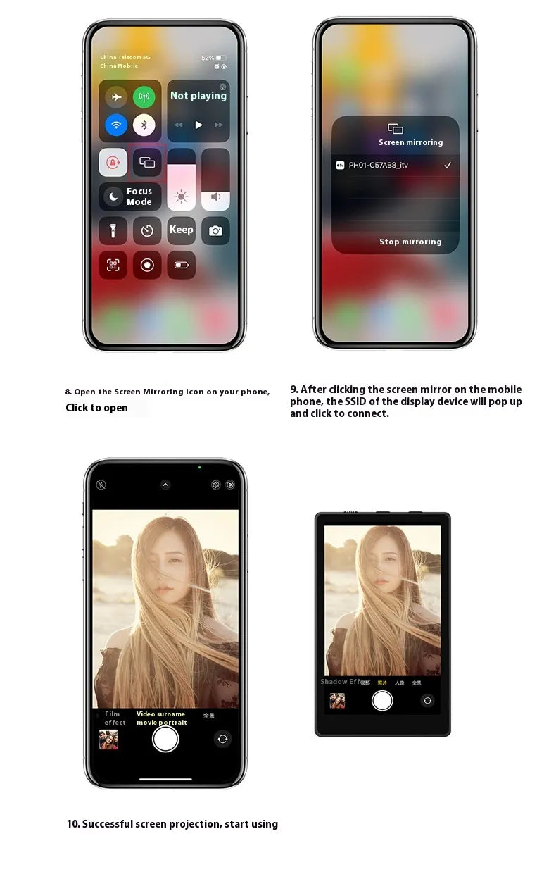 Mobile Phone Selfie Mirror Display Canggih Screen Magnetic Suction Phone Clip